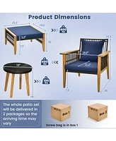 Vebreda 5 Piece Patio Furniture Set with Coffee Table and 2 Ottomans-Navy