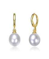 Rachel Glauber 14k Gold Plated Simulated Pearl Drop Earrings