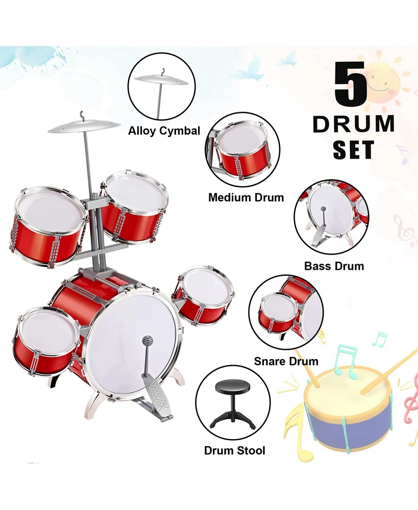 Contixo JoyBox Rock 'n' Roll Drum Set for Kids - 5-Piece Musical Fun Kit for Little Rockstars (Ages 3-7)