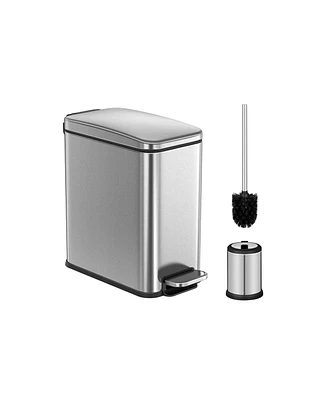 Slickblue Bathroom Trash Can and Toilet Brush Set