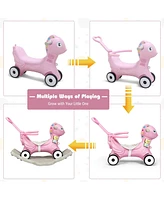 Gymax Baby Rocking Horse 4 in 1 Kids Ride On Toy Push Car w/ Music