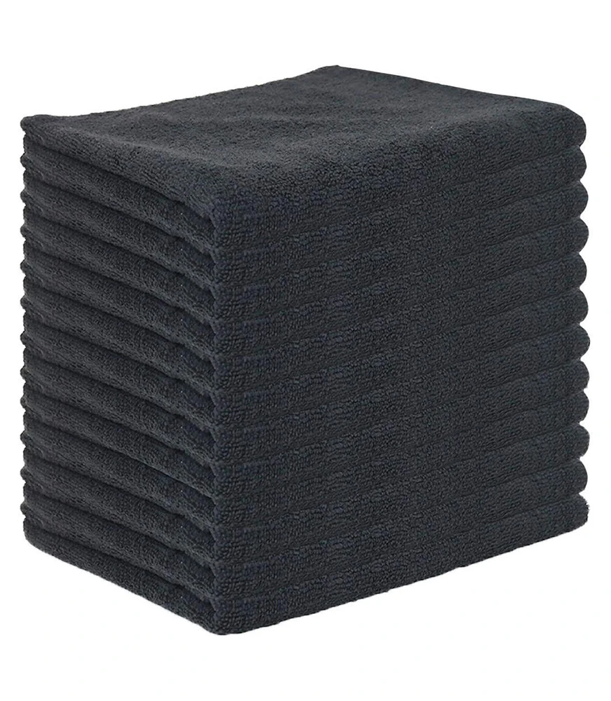 Arkwright Microfiber Salon Towels - Silvadur Treated (Black) (12/Pack)