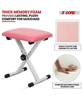 5 Core Keyboard Bench Pair X Style Piano Stool Thick Padded 12 to 18.5 inch Adjustable Keyboards Chair Pink Kbb 02 Pnk