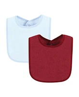 Hudson Baby Infant Boy Drooler Bib with Waterproof Lining, Blue Burgundy, One Size