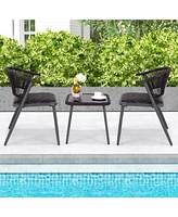 Vebreda 3 Pieces Patio Rattan Furniture Set for Backyard Poolside-Brown and Black