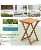 Vebreda 20 Inch Hardwood Patio Folding Table with Slatted Tabletop