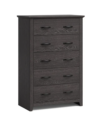 Sugift Tall Storage Dresser with 5 Pull-out Drawers for Bedroom Living Room-Gray