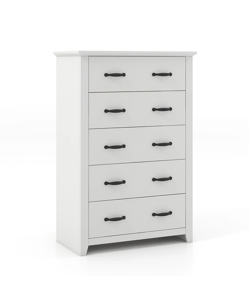 Sugift Tall Storage Dresser with 5 Pull-out Drawers for Bedroom Living Room-Gray