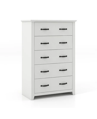 Sugift Tall Storage Dresser with 5 Pull-out Drawers for Bedroom Living Room-Gray