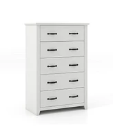 Sugift Tall Storage Dresser with 5 Pull-out Drawers for Bedroom Living Room-Gray