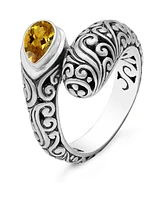 Devata Citrine & Bali Filigree Ring in Sterling Silver