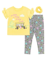 CoComelon Toddler Girls Jj T-Shirt Leggings and Scrunchie 3 Piece Outfit Set to