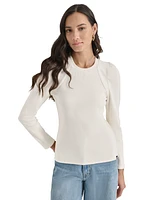 Dkny Jeans Women's Long Puff-Sleeve Crewneck Top