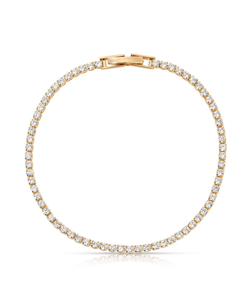 Ettika 18k Gold Plated Minimalist Crystal Tennis Bracelet