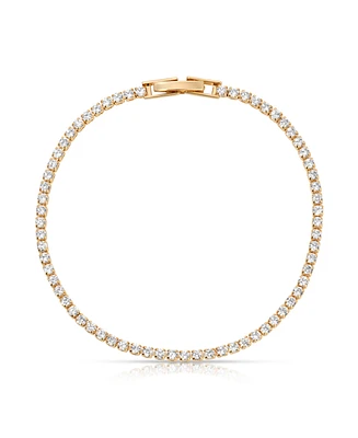 Ettika 18k Gold Plated Minimalist Crystal Tennis Bracelet