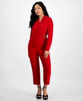 I.n.c. International Concepts Petite Long-Sleeve Collared Jumpsuit, Created for Macy's