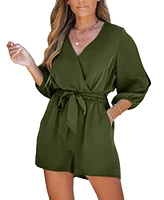 Cupshe Women's Surplice Loose Leg Romper