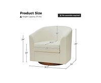 Hulala Home Haley 30.5" Wide Modern Swivel Barrel Chair with Solid Wood Base