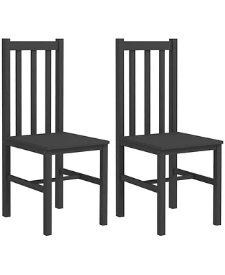 Homcom Farmhouse Armless Dining Chairs, Set of 2 with Slat Back, White