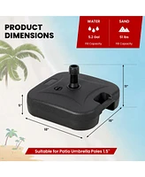Skonyon Fillable Patio Umbrella Base with Handle Fit 1.5 Inch Umbrella Poles-Black
