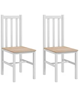 Homcom Farmhouse Armless Dining Chairs, Set of 2 with Slat Back, White