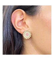 The Lovery Pink Dahlia Flower Stud Earrings