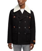 Scotch & Soda Men's Izak Double Breasted Peacoat with Removable Fleece Collar