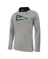 Nike Big Boys and Girls Gray Michigan State Spartans Sideline Performance Long Sleeve Hoodie T-Shirt