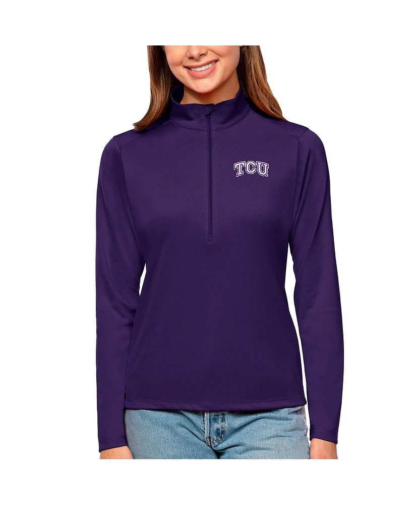 Antigua Women's Purple Tcu Horned Frogs Tribute Quarter-Zip Pullover Top