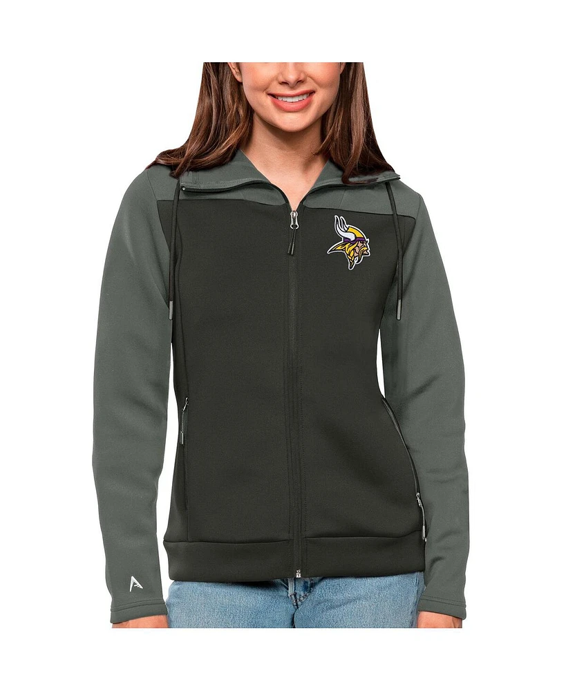 Antigua Women's Steel/Charcoal Minnesota Vikings Protect Full-Zip Jacket