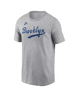 Nike Men's Jackie Robinson Heather Gray Brooklyn Dodgers Cooperstown Collection Fuse Name Number T-Shirt