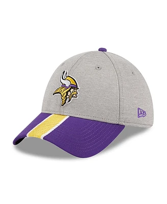 New Era Men's Heather Gray/Purple Minnesota Vikings Striped 39THIRTY Flex Hat