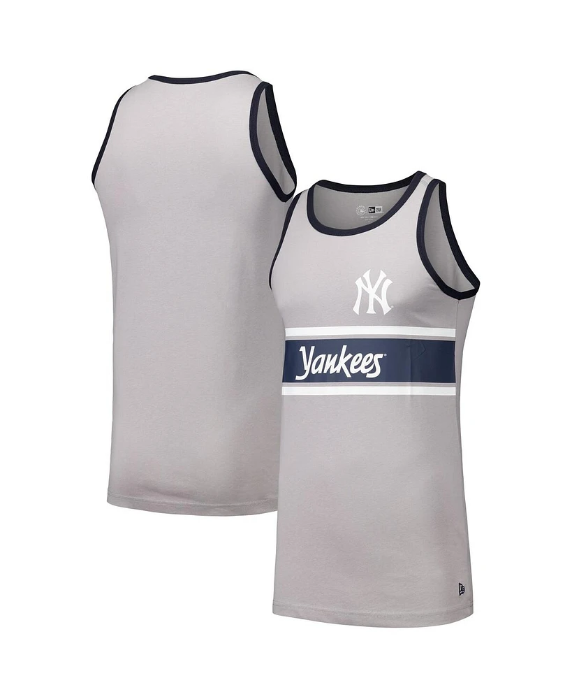 New Era Men's Gray York Yankees Jersey Ringer Tank Top