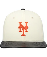 New Era Men's Cream York Mets Game Night Leather Visor 59FIFTY Fitted Hat