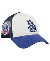 New Era Men's White/Royal Los Angeles Dodgers Checkered Flag A-Frame Trucker 9FORTY Adjustable Hat