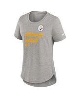 Nike Women's Heather Gray Pittsburgh Steelers Fashion Tri-Blend T-Shirt