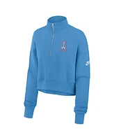 Nike Women's Light Blue Tennessee Titans Oilers Throwback Rewind Phoenix Cropped Half-Zip Sweatshirt