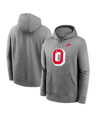 Nike Men's Heather Gray Ohio State Buckeyes Legacy Logo Club Fleece Pullover Hoodie