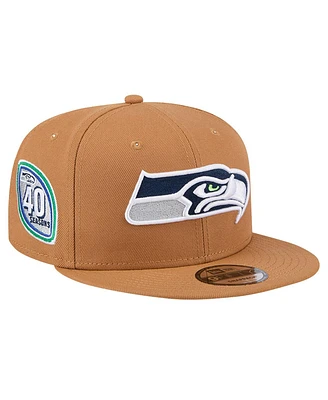 New Era Men's Tan Seattle Seahawks Color Pack 9FIFTY Snapback Hat with Side Patch