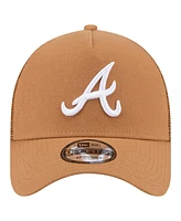 New Era Men's Brown Atlanta Braves A-Frame Trucker 9FORTY Adjustable Hat