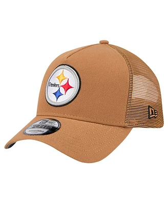 New Era Men's Brown Pittsburgh Steelers Color Pack A-Frame Trucker 9FORTY Adjustable Hat