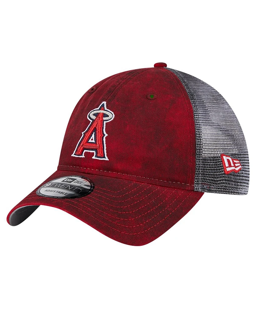 New Era Men's Red Los Angeles Angels Team Slick Trucker 9TWENTY Adjustable Hat