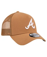 New Era Men's Brown Atlanta Braves A-Frame Trucker 9FORTY Adjustable Hat