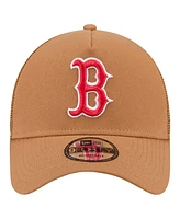 New Era Men's Brown Boston Red Sox A-Frame Trucker 9FORTY Adjustable Hat