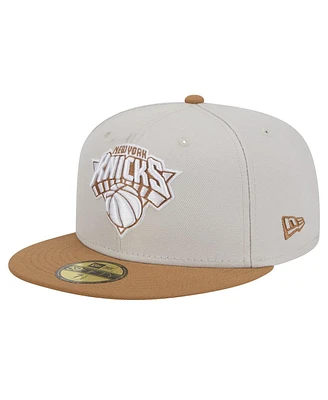 New Era Men's Cream/Tan New York Knicks Color Pack 59FIFTY Fitted Hat