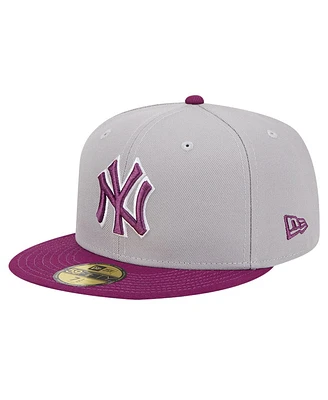 New Era Men's Gray/Purple York Yankees Two-Tone Color Pack 59FIFTY Fitted Hat