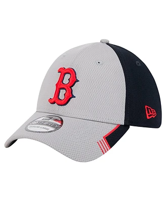 New Era Men's Gray/Black Boston Red Sox Visor Trim 39THIRTY Flex Hat