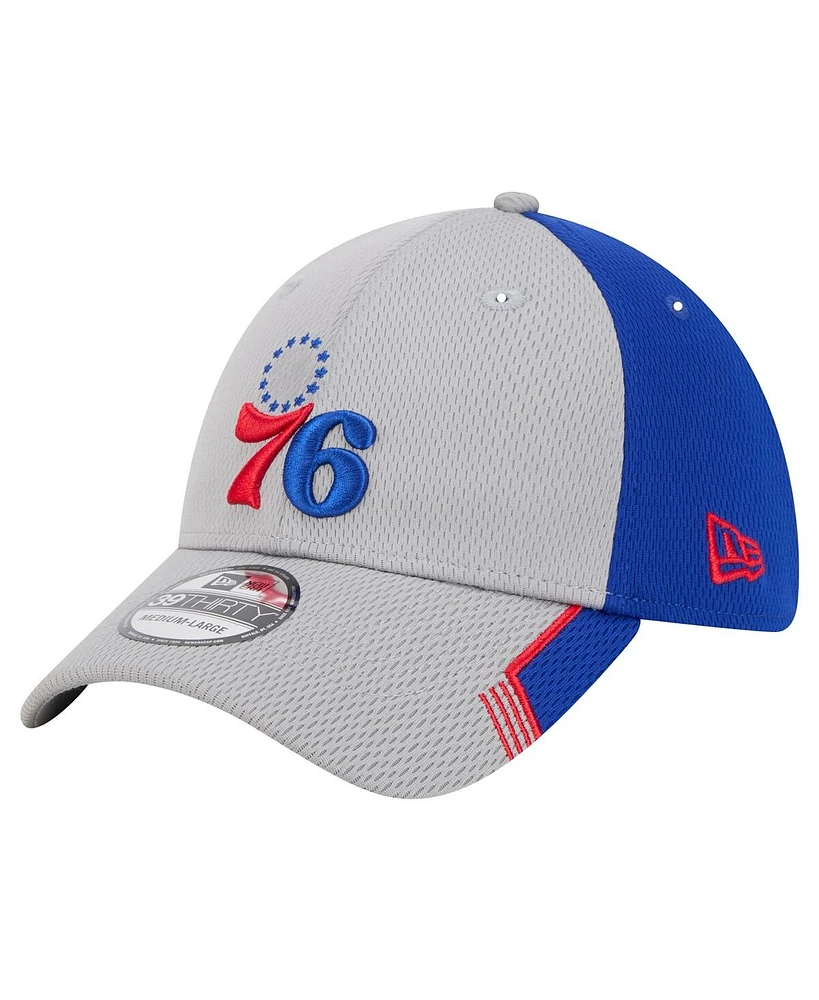 New Era Men's Gray/Royal Philadelphia 76ers Active Trim 39THIRTY Flex Hat