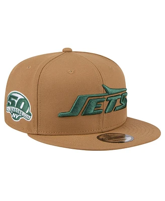 New Era Big Boys and Girls Brown New York Jets Color Pack Side Patch 9FIFTY Snapback Hat