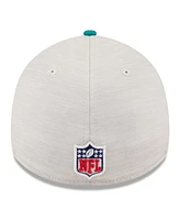 New Era Men's Stone/Aqua Miami Dolphins 2024 Sideline Historic 39THIRTY Flex Hat